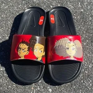 Custom boondocks Nike Slides Boondocks Custom Slides – Hand Painted Huey & Riley Fan Art  main image 4